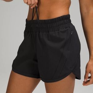 NWOT Track That mid-rise lined shorts, black/grey leopard, longer 5” inseam